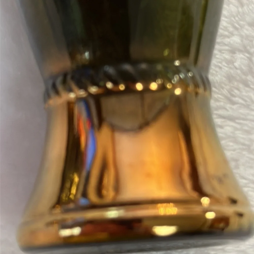 Midcentury Modern Green and Gold Smoked Wheatonware Bud Vase